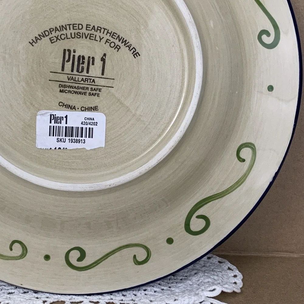 Pier 1 Vallarta Salad Bread Plates Handpainted Earthenware Floral Boho Set/2